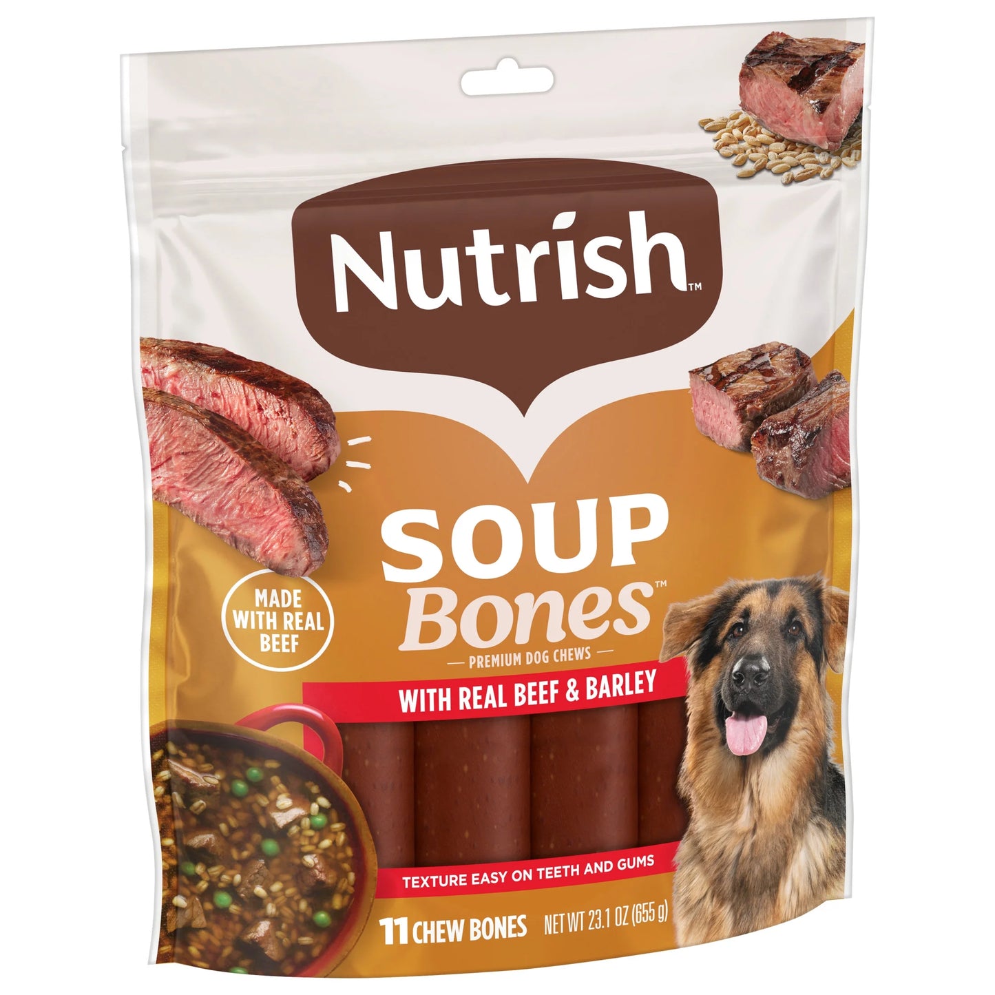 Premium Dog Chews with Real Beef and Barley - Soup Bones by Rachael Ray, 11 Count
