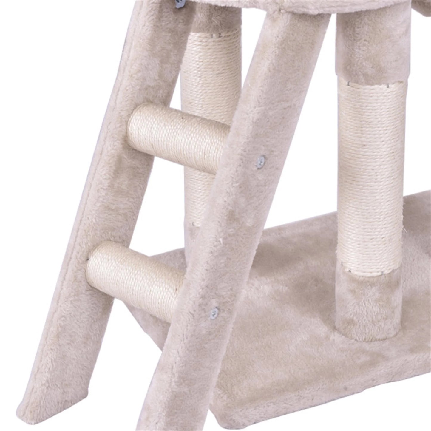 56-Inch Indoor Cat Tree Tower with Ladder, Scratching Posts, and Multi-Level Activity Center for Cats - Beige
