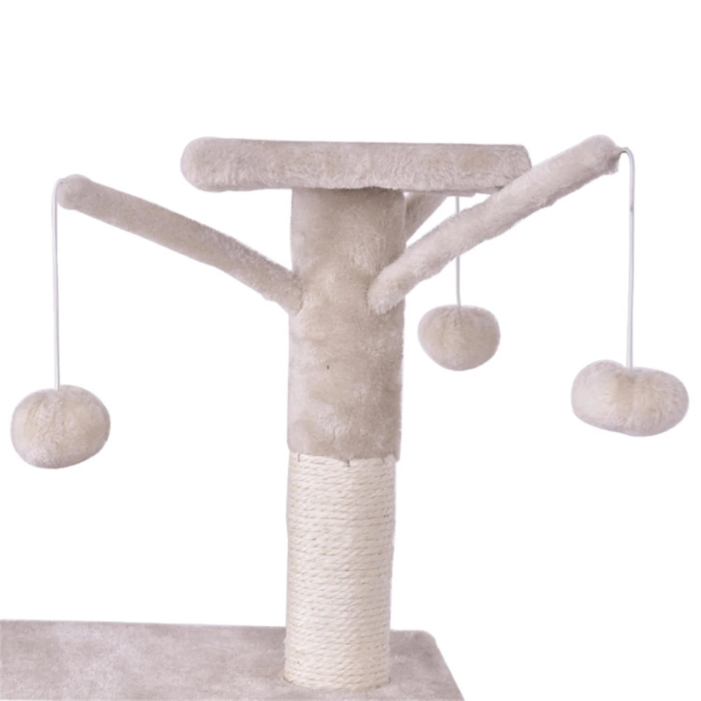 56-Inch Indoor Cat Tree Tower with Ladder, Scratching Posts, and Multi-Level Activity Center for Cats - Beige